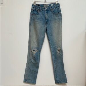 Lucky Brand Blue Straight Leg Jeans with Distressed Details